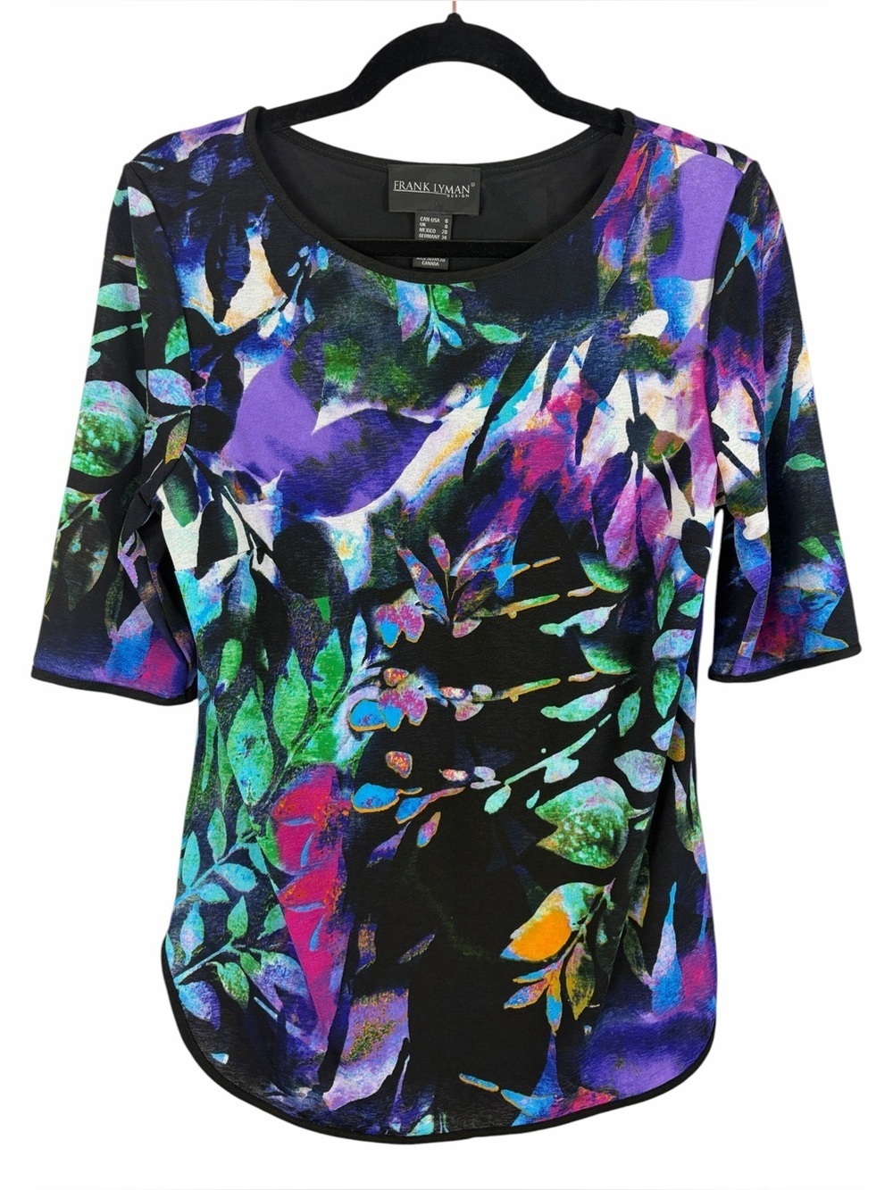 Frank Lyman Design Abstract Floral Knit Top Size 6 Multicolor 3/4 Sleeve Canada